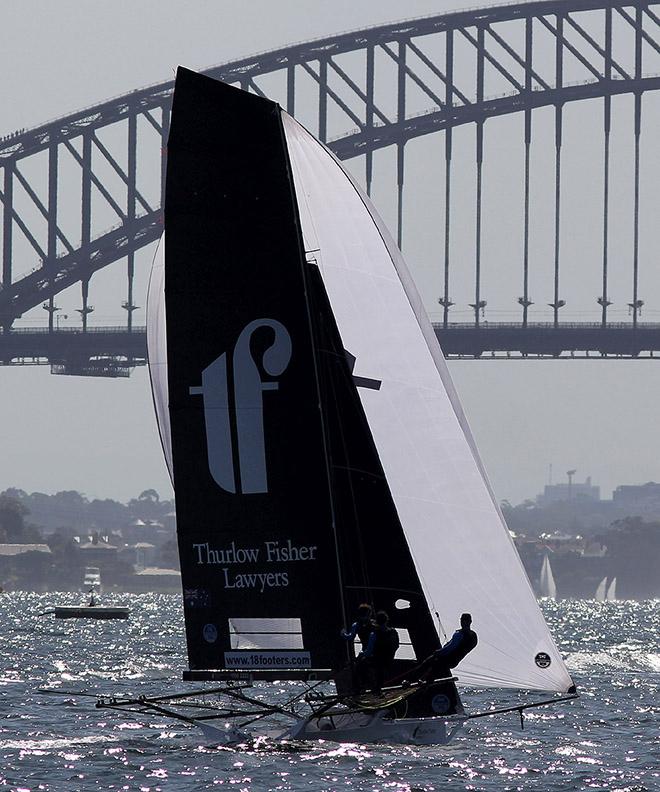 Thurlow Fisher Lawyers owned Sydney Harbour in today's race © 18footers.com